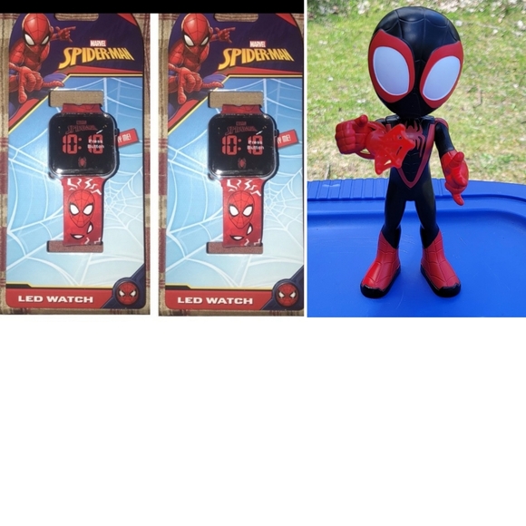 Marvel  Spiky Miles Morales 9” Figure + 2 Digital Spiderman Kids Watches - Picture 1 of 5